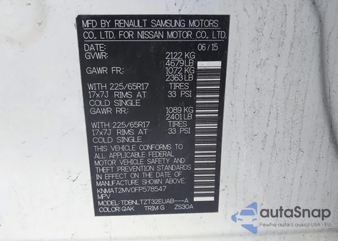 2015 Nissan Rogue Sv из США, поврежденный, VIN KNMAT2MV0FP578547